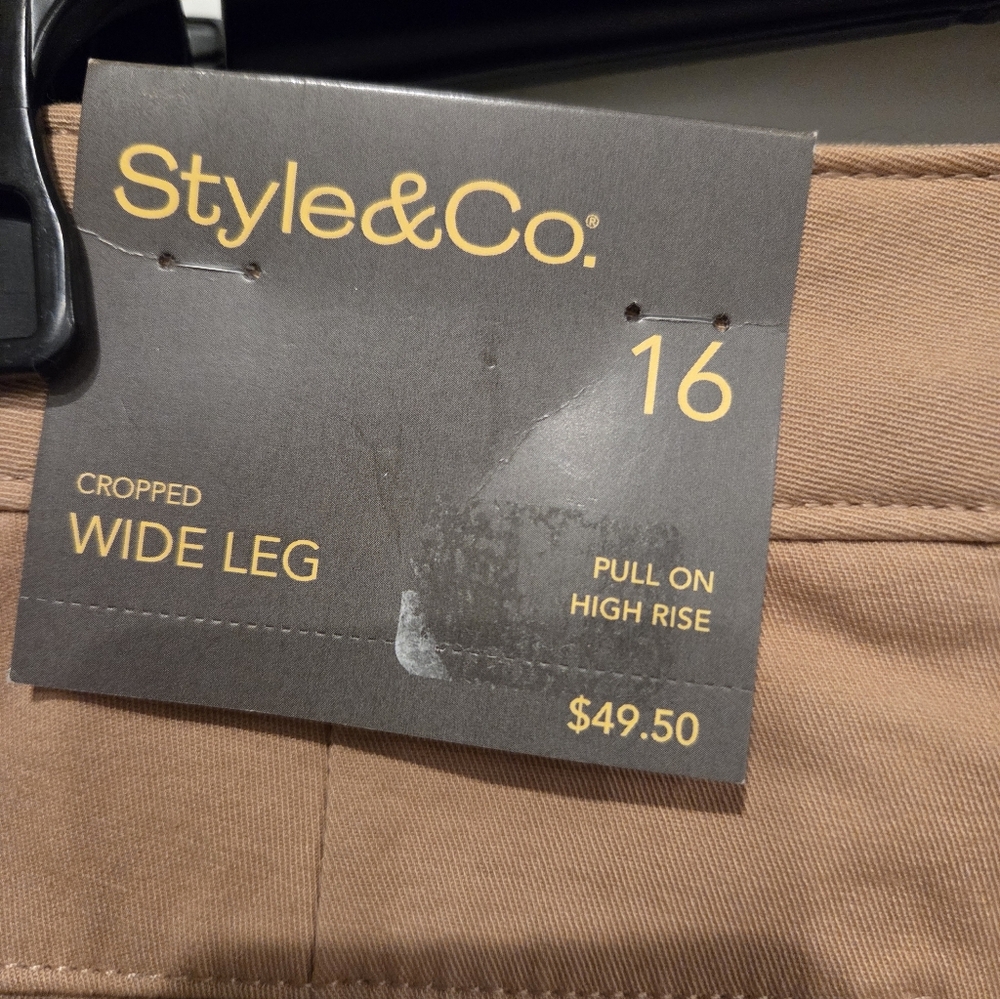 STYLE & CO WOMEN'S CROPPED WIDE LEG PANTS IN NATURAL CAMEL SZ 14 & 16 NWT - Picture 8 of 9